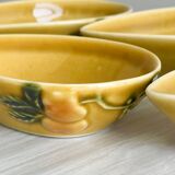 6 avocatiers en céramique barbotine colorée, motif fruits