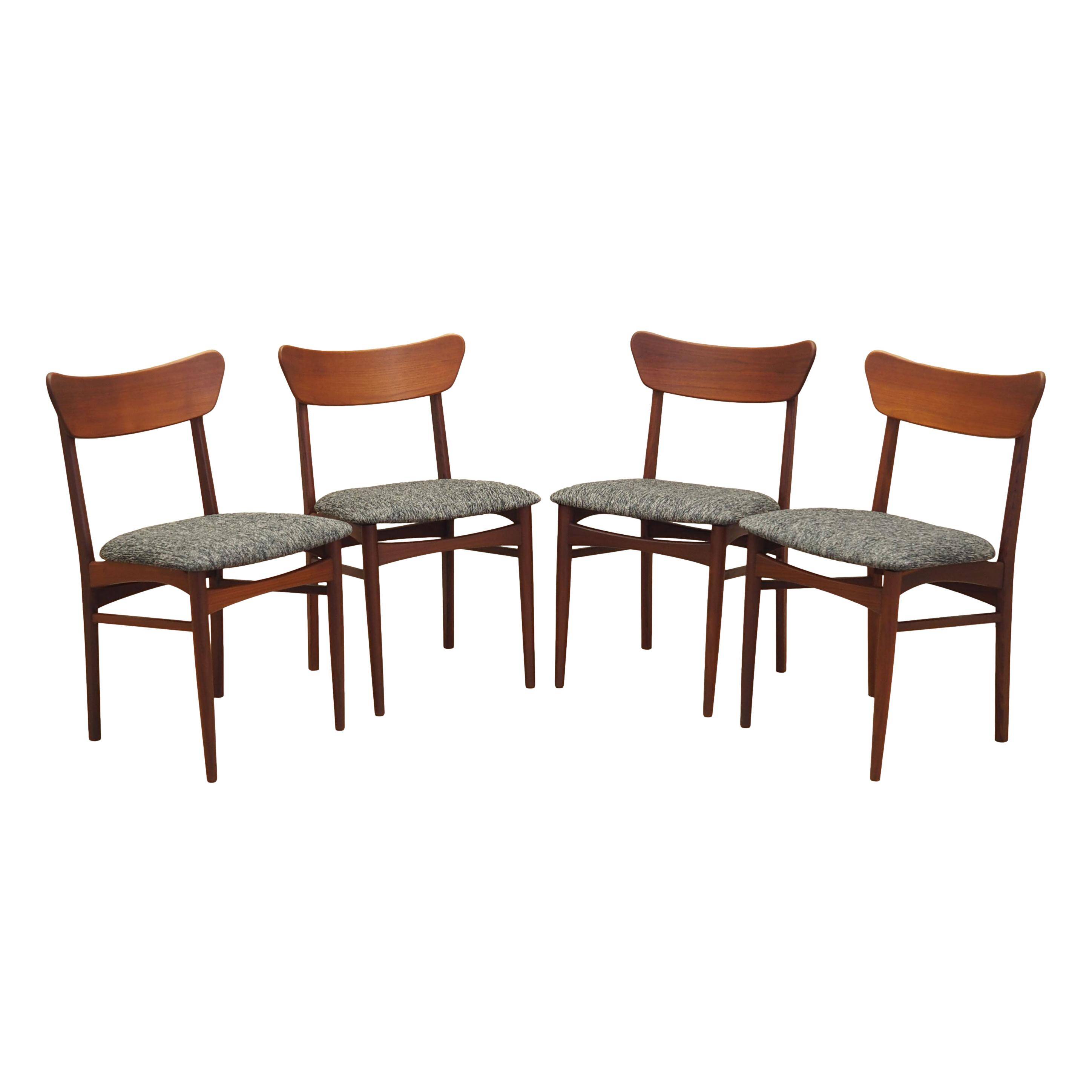 Set of four teak chairs, Danish design, 1970s, production: Denmark