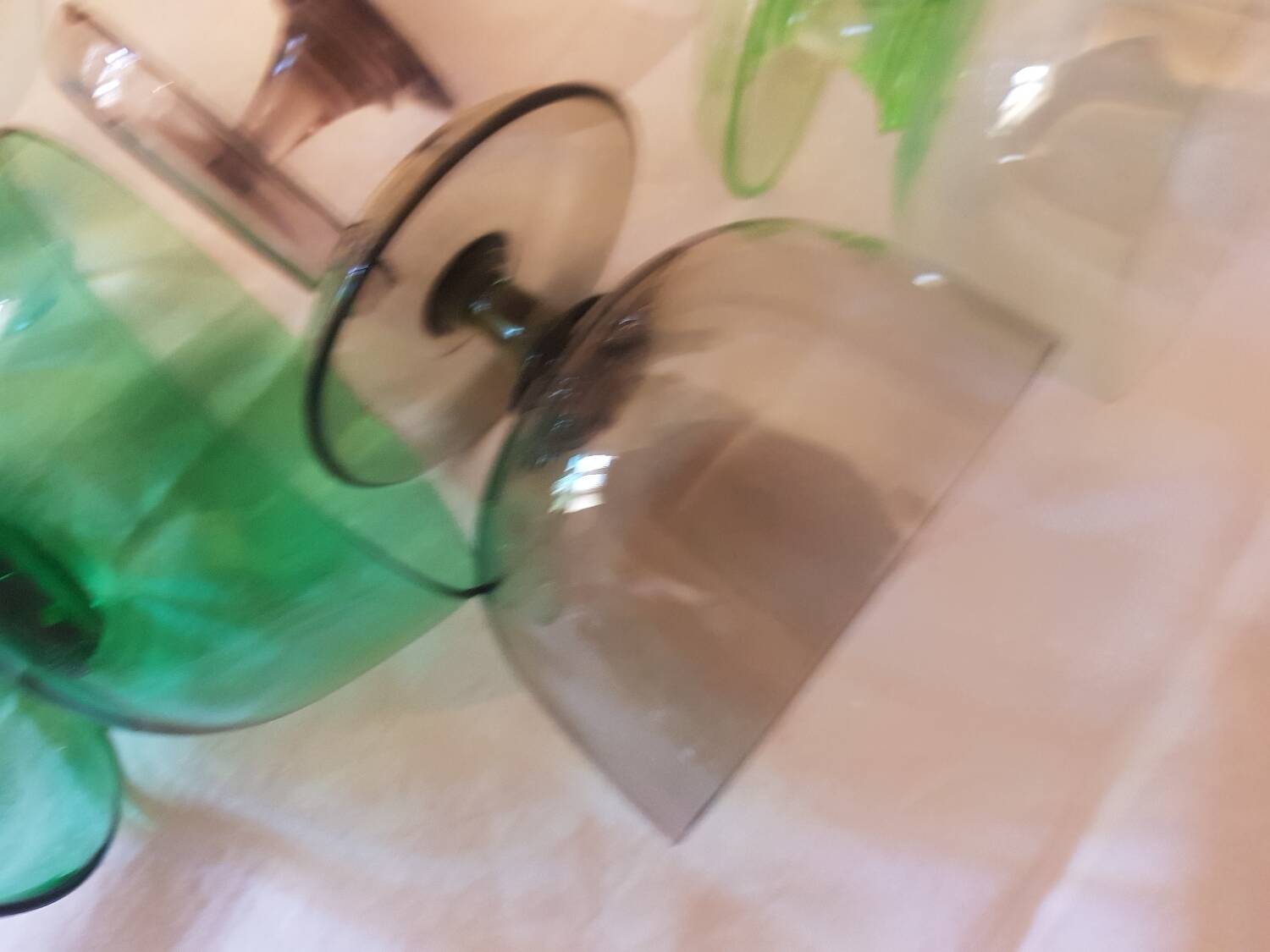 Set of 6 coloured stem glasses