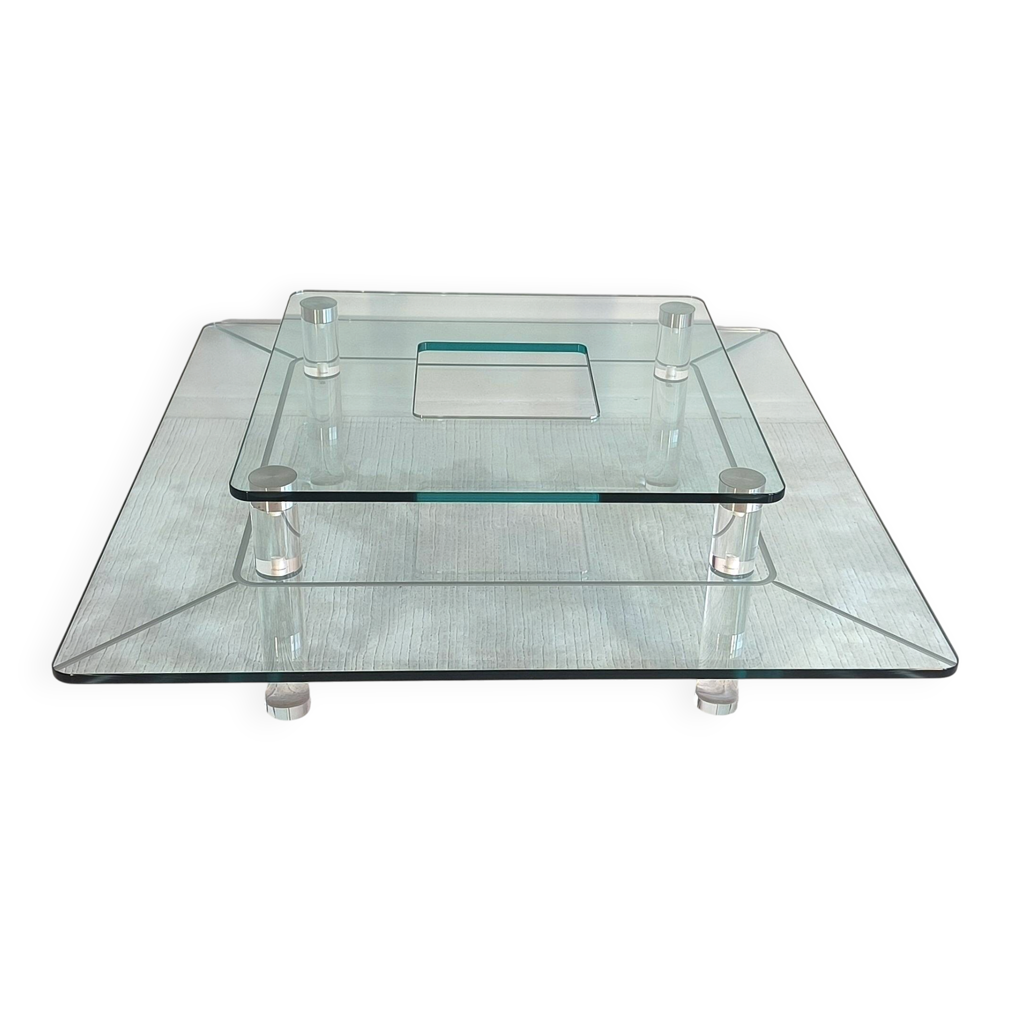 Marais international mtb110 - exceptional coffee table in altuglas & glass