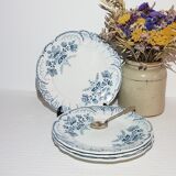 Set of 4 dessert plates in earthenware of St Amand model Regency, iron earth