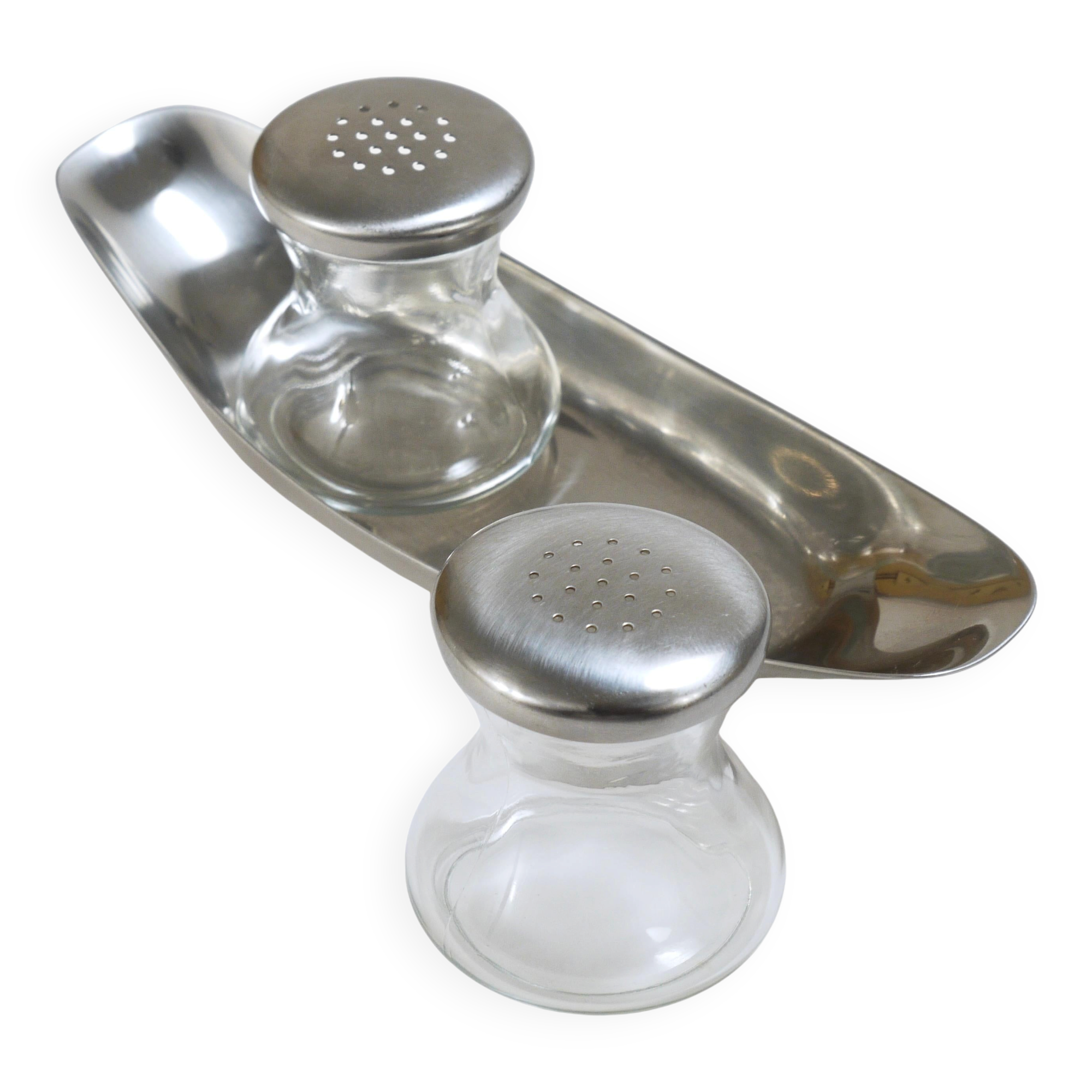 Wilhelm Wagenfeld Mid-Century Max & Moritz Salt Pepper Shakers, WMF, 1950s