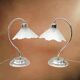 Paire de lampes vintage en métal chromé et verre dépoli texturé - Massive