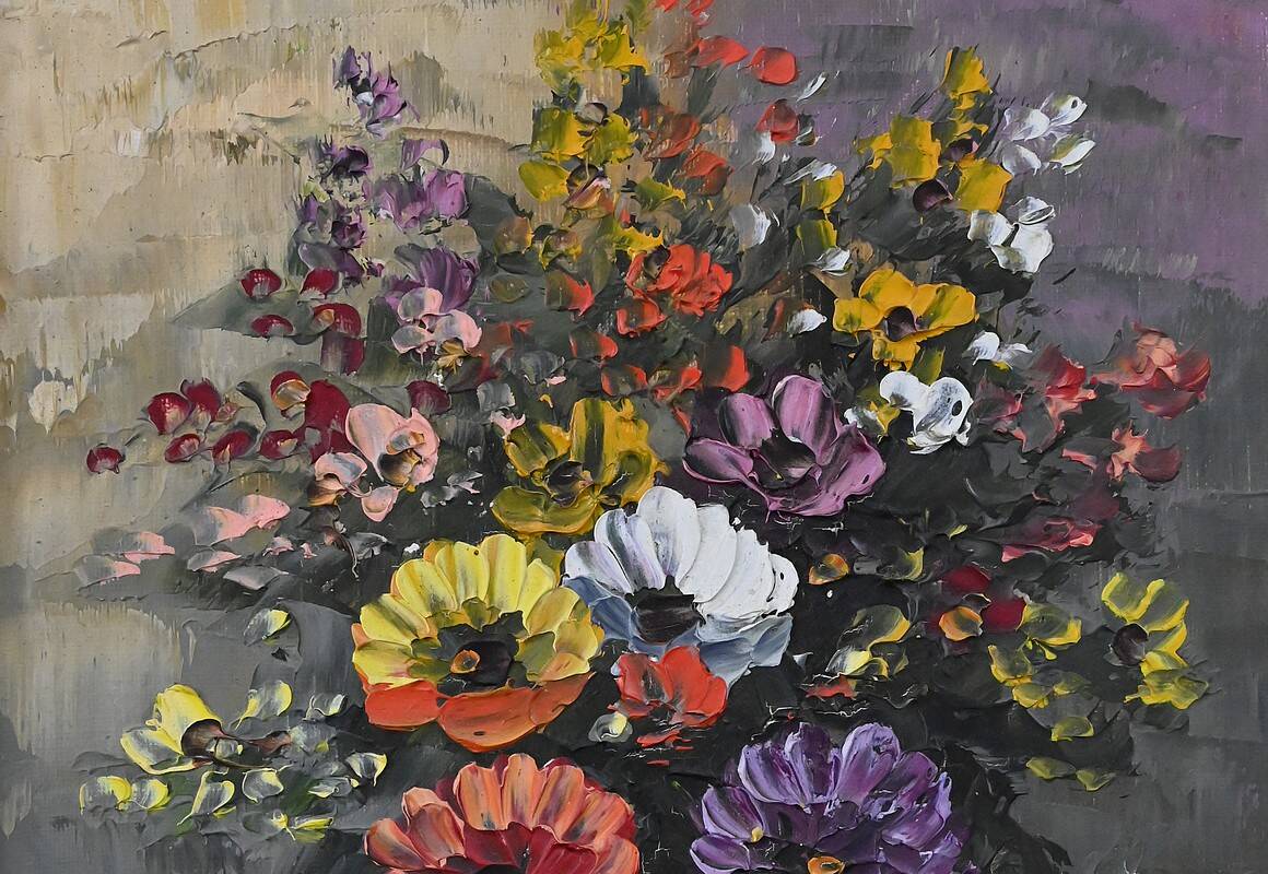 Painting "Floral Harmony" signed Reney – 1st part of the 20th century