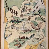 Old poster illustrated map of Savoy 1942 - JP Pinchon