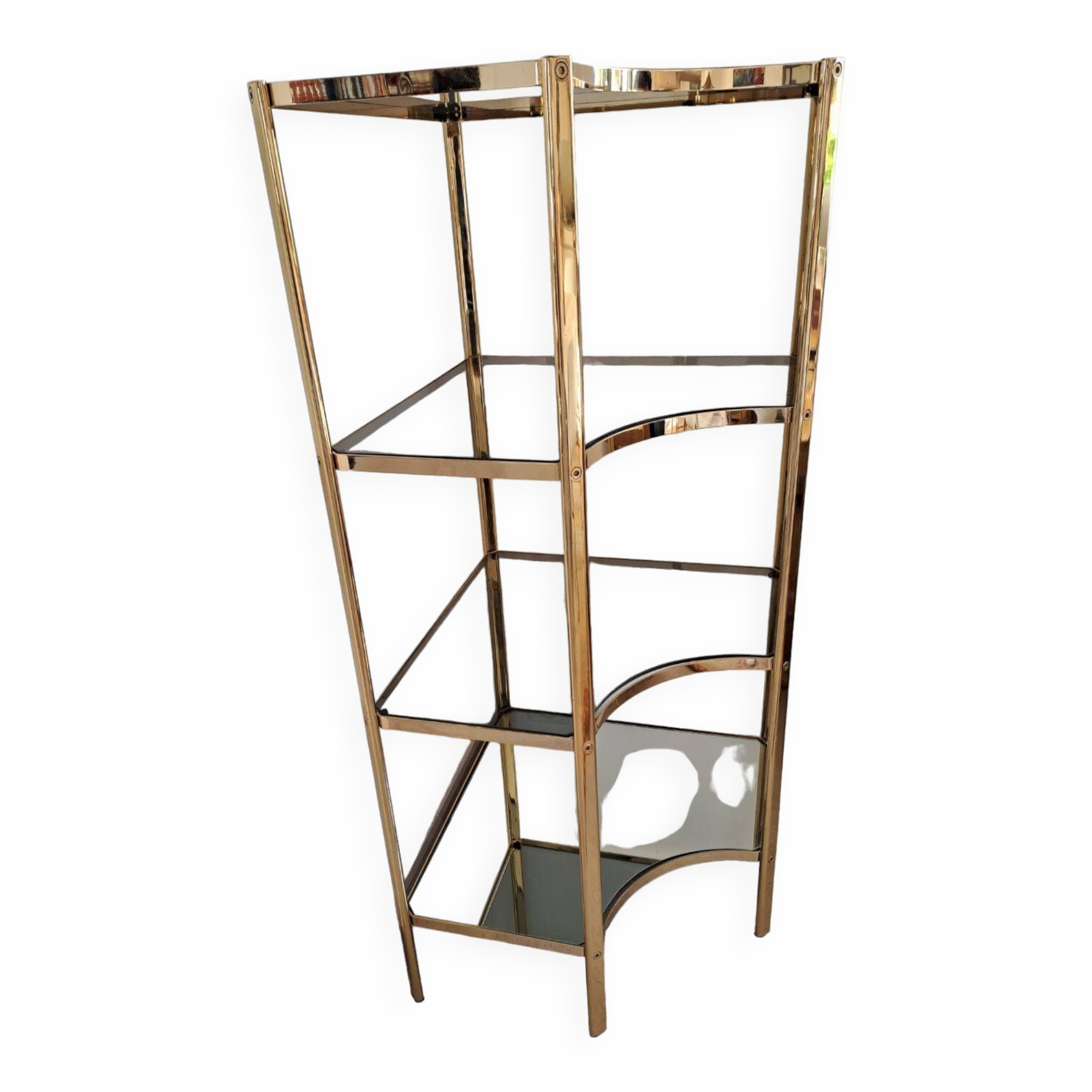 Brass and glass corner shelf