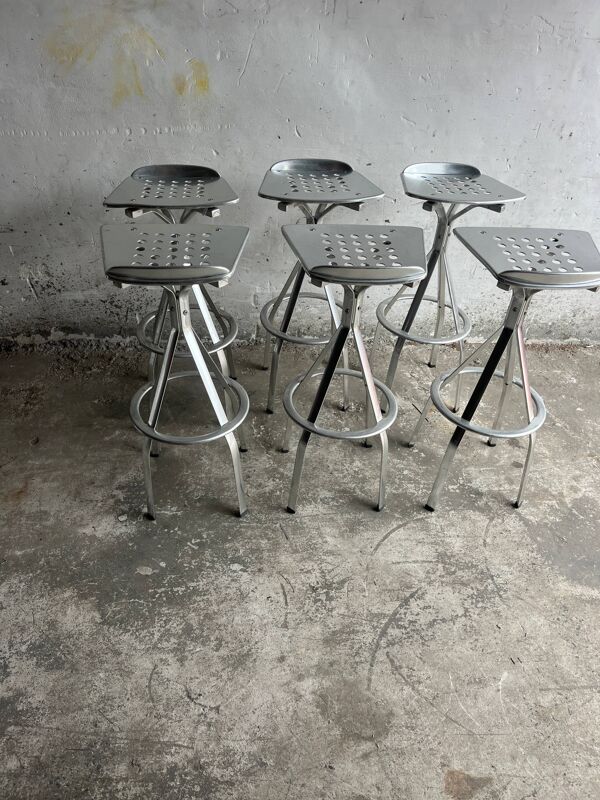 Tabourets de bar en aluminium industriel – ensemble de 6