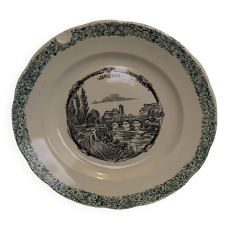 1960 Auxerre speaking plate 20cm France vintage ceramic old French town