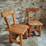 Pair of Canadian Brutalist Pine Chairs – Rustic Design from the 1970s