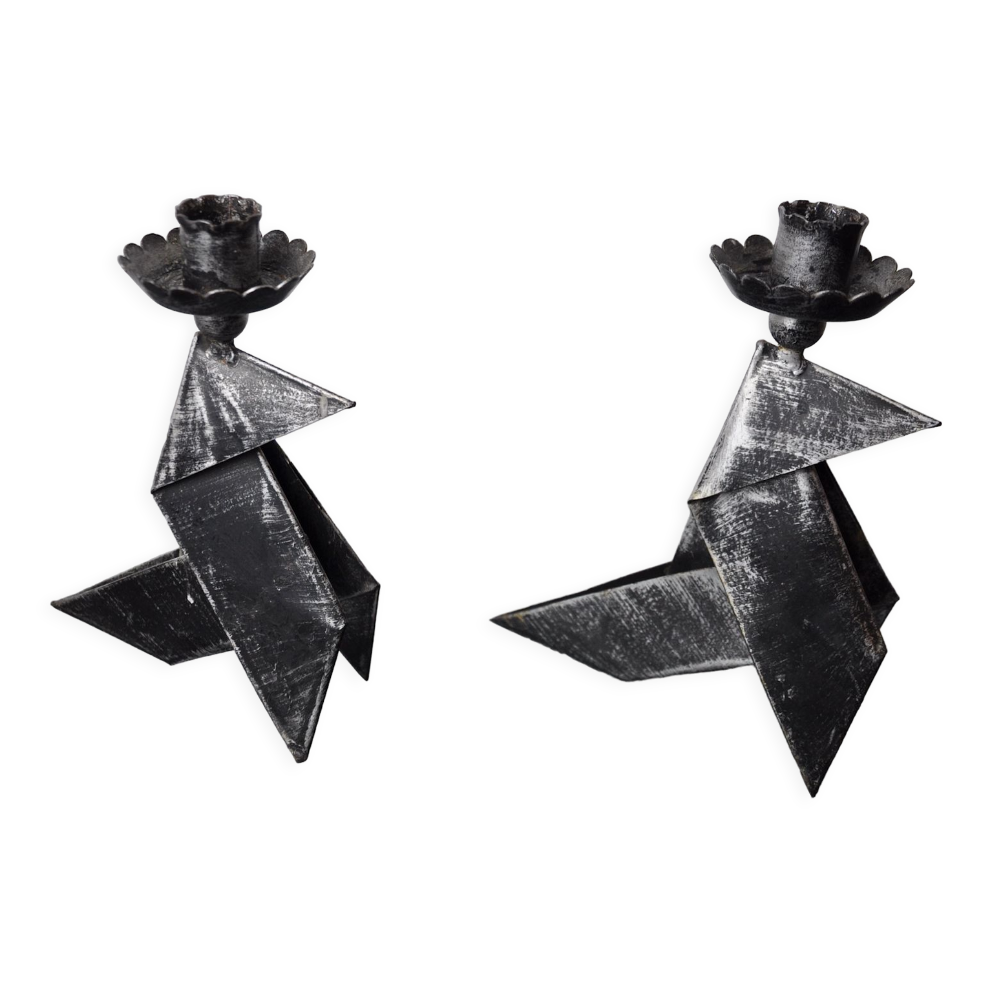 Pair of candlesticks "birds", folk art, Denmark, 1970