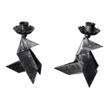 Pair of candlesticks "birds", folk art, Denmark, 1970