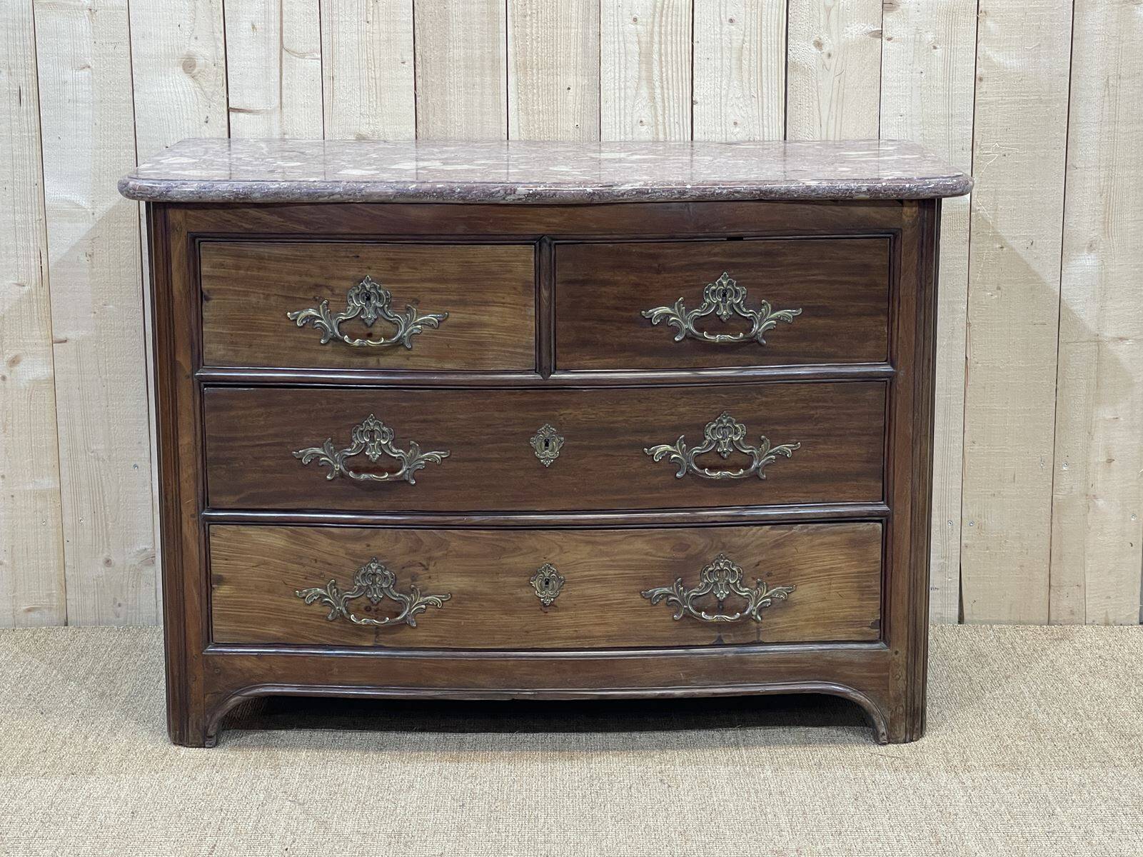 Regency commode in amaranth with an 18th-century marble top.