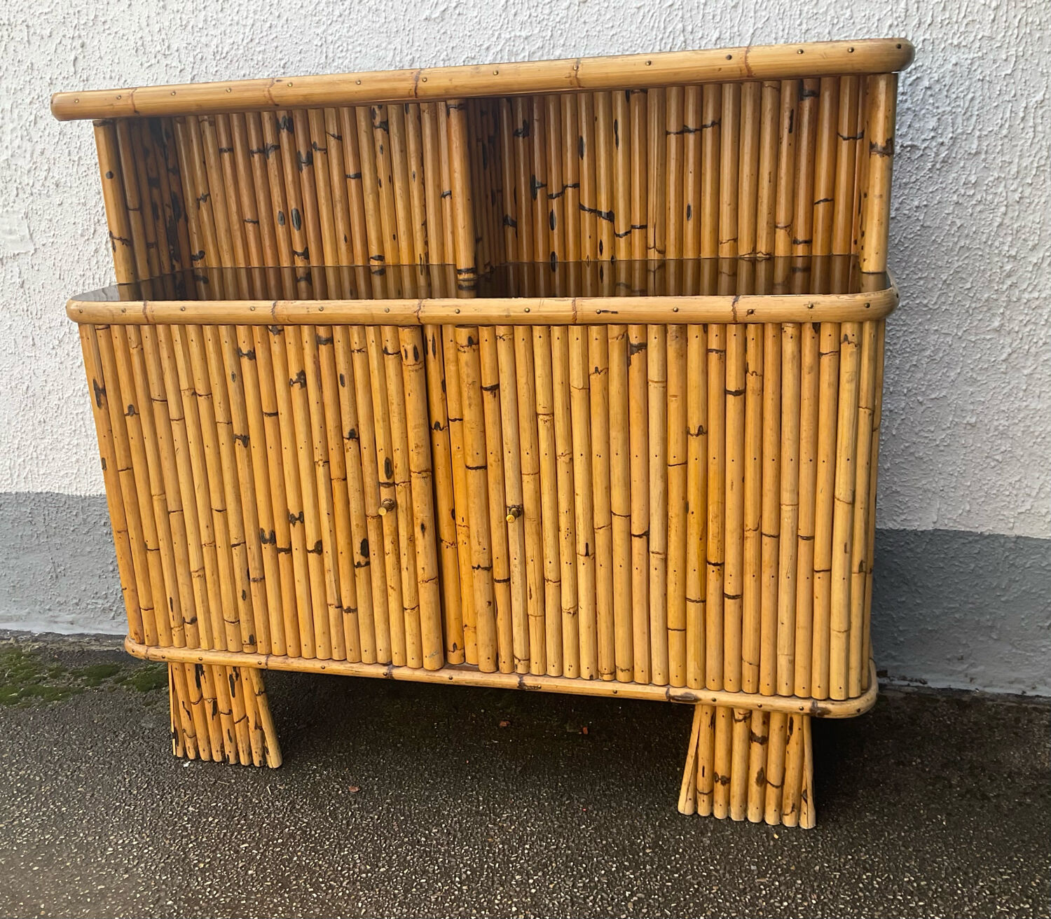 Vintage rattan bamboo bar from the 60s