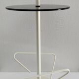 Bout de canapé porte-revues métal et verre années 80