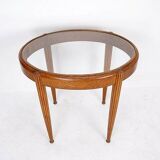 Side table / pedestal with fluted ogive legs - Oval glass top
