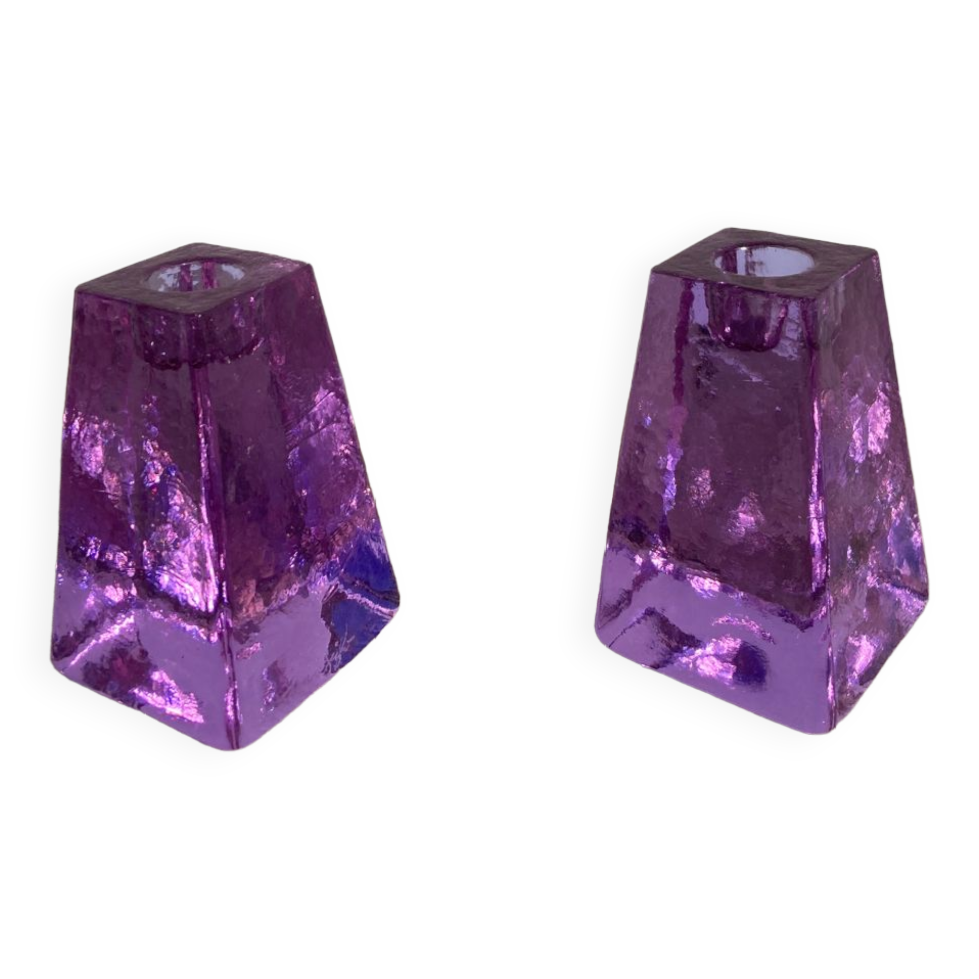 Pair of 1980 candle holders in blown glass