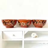 Vintage terracotta bowls decorated flowers