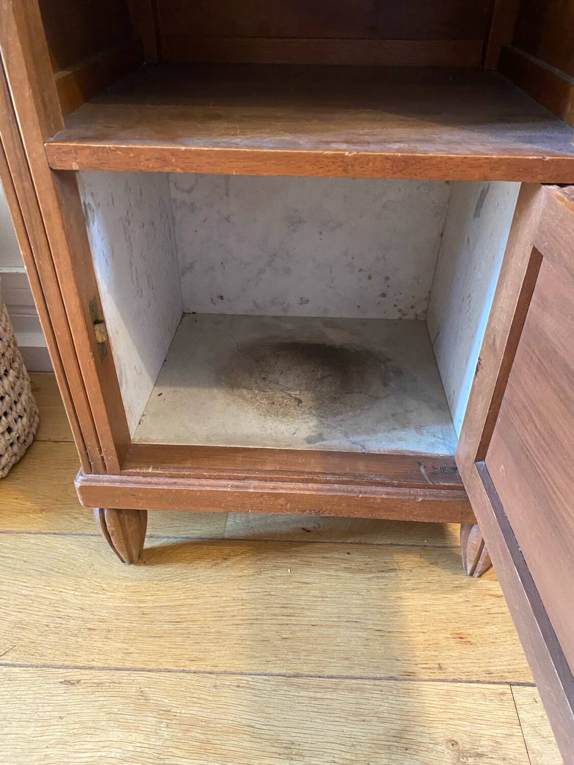 Small solid wood and marble sideboard