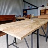 Table industrielle pieds acier bois massif