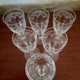 Set of 6 antique engraved glasses