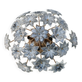 Plafonnier en verre de Murano, décor fleurs noires, années 1970