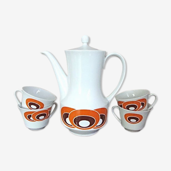 Set cafetière et 4 tasses en porcelaine