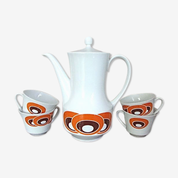 Set of coffee maker and 4 cups porcelain