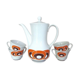 Set of coffee maker and 4 cups porcelain
