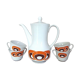 Set of coffee maker and 4 cups porcelain