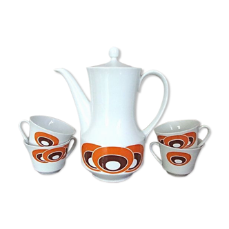 Set of coffee maker and 4 cups porcelain