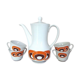 Set cafetière et 4 tasses en porcelaine