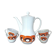 Set of coffee maker and 4 cups porcelain
