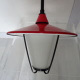Hanging metal lantern and opaline 60s