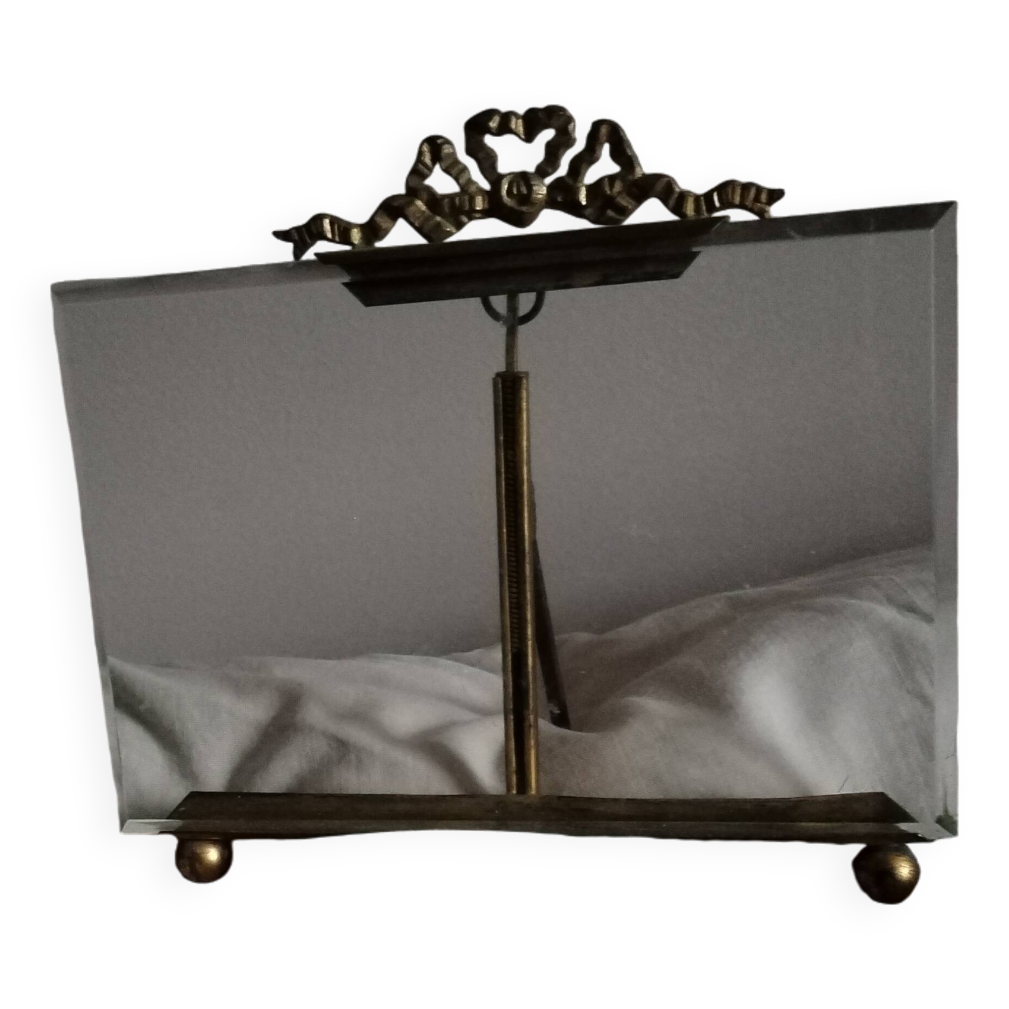 Old horizontal frame 19th century glass and brass