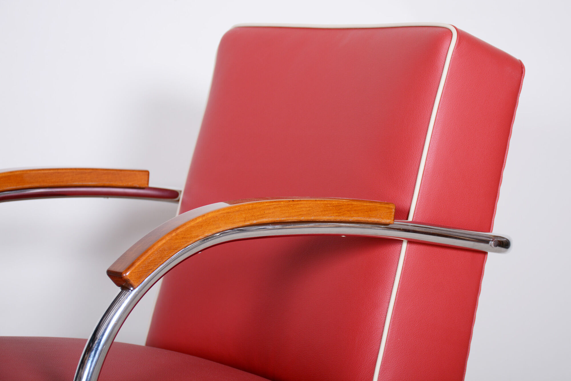 Red Mucke Melder armchair - 1930s Czechia