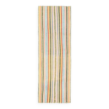 Tapis coureur vintage turc Oushak fait à la main en laine et coton orange des années 1970, 79x237.