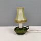 Small ceramic table lamp with beautiful green glaze and original shade, 70s