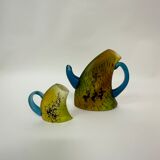 Kjell Engman for Kosta Boda Sweden Tea pot and mug Art glass , 1980's