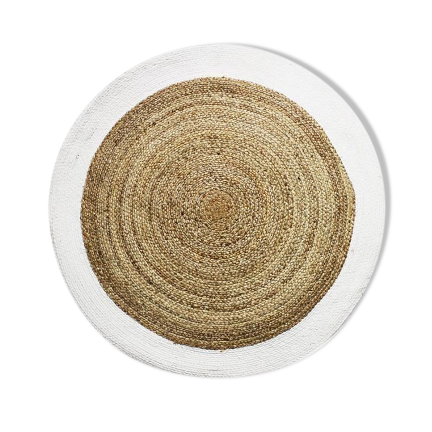 Round carpet in white beige jute 90 cm