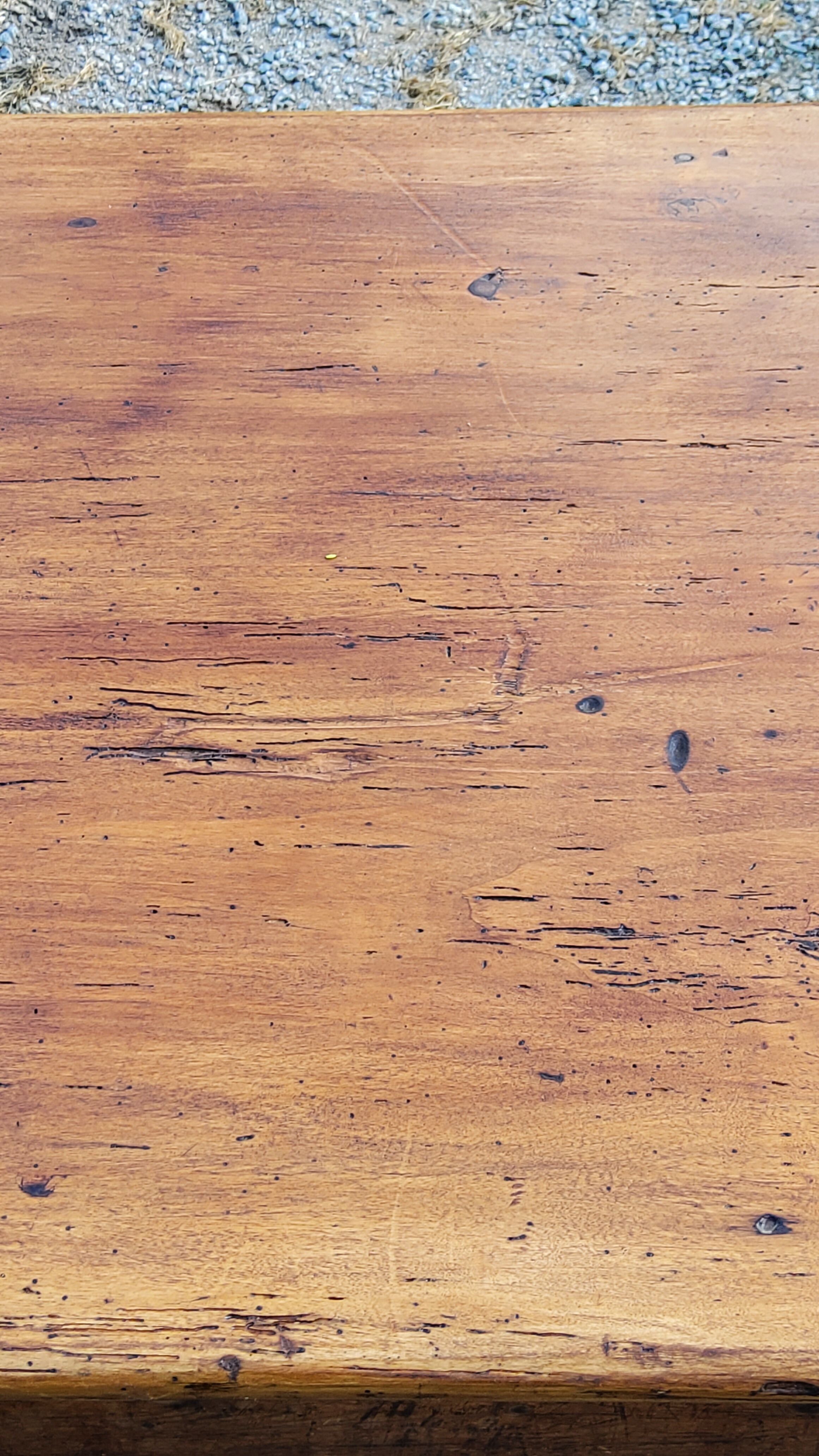Farm table nineteenth century feet spindles 251cm and its 2 benches