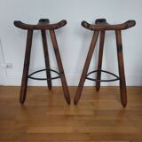 Pair of brutalist high stools