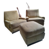 2 armchairs + 1 footrest + 1 3-seater sofa from the 70s