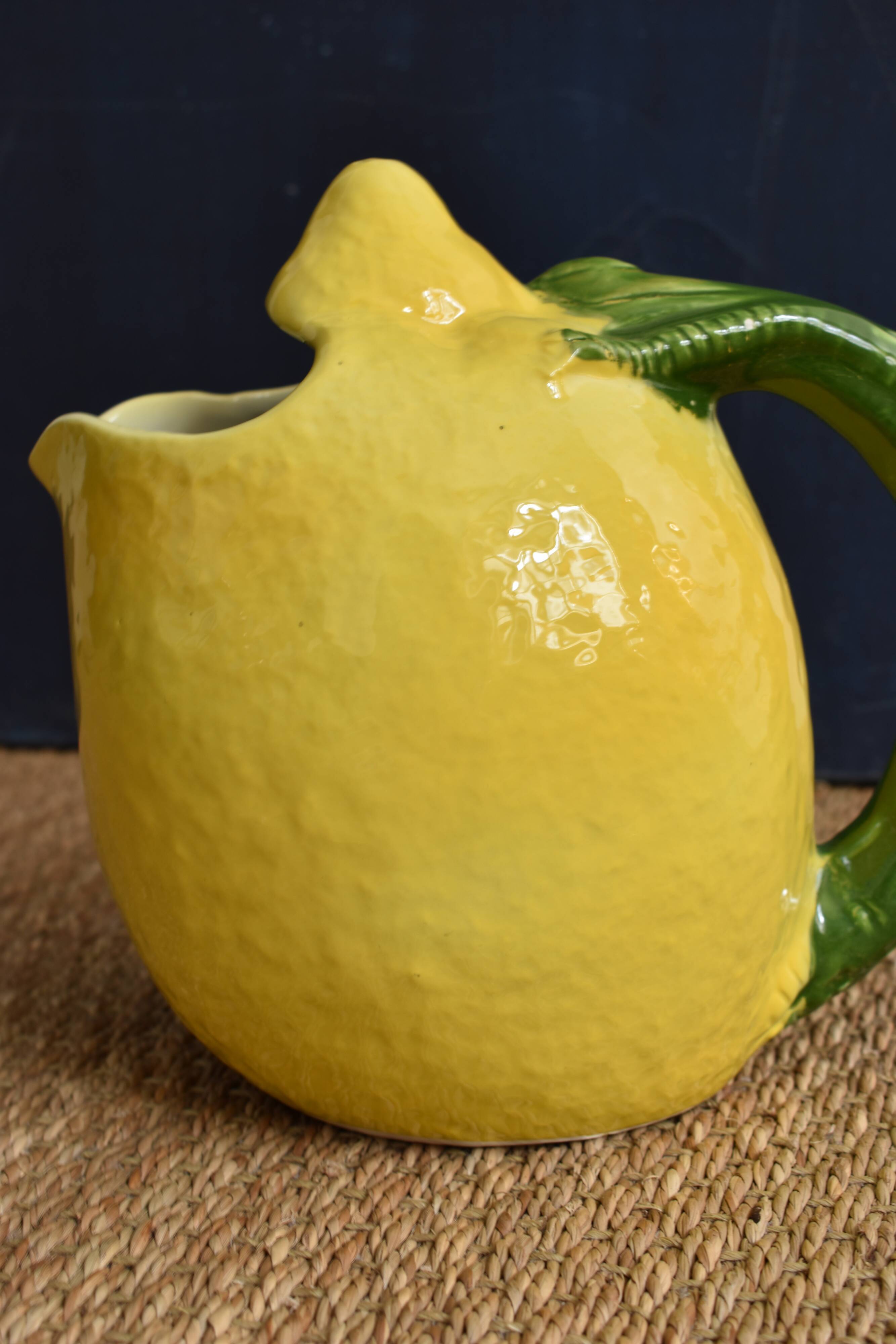 Vintage lemon pitcher barbotine