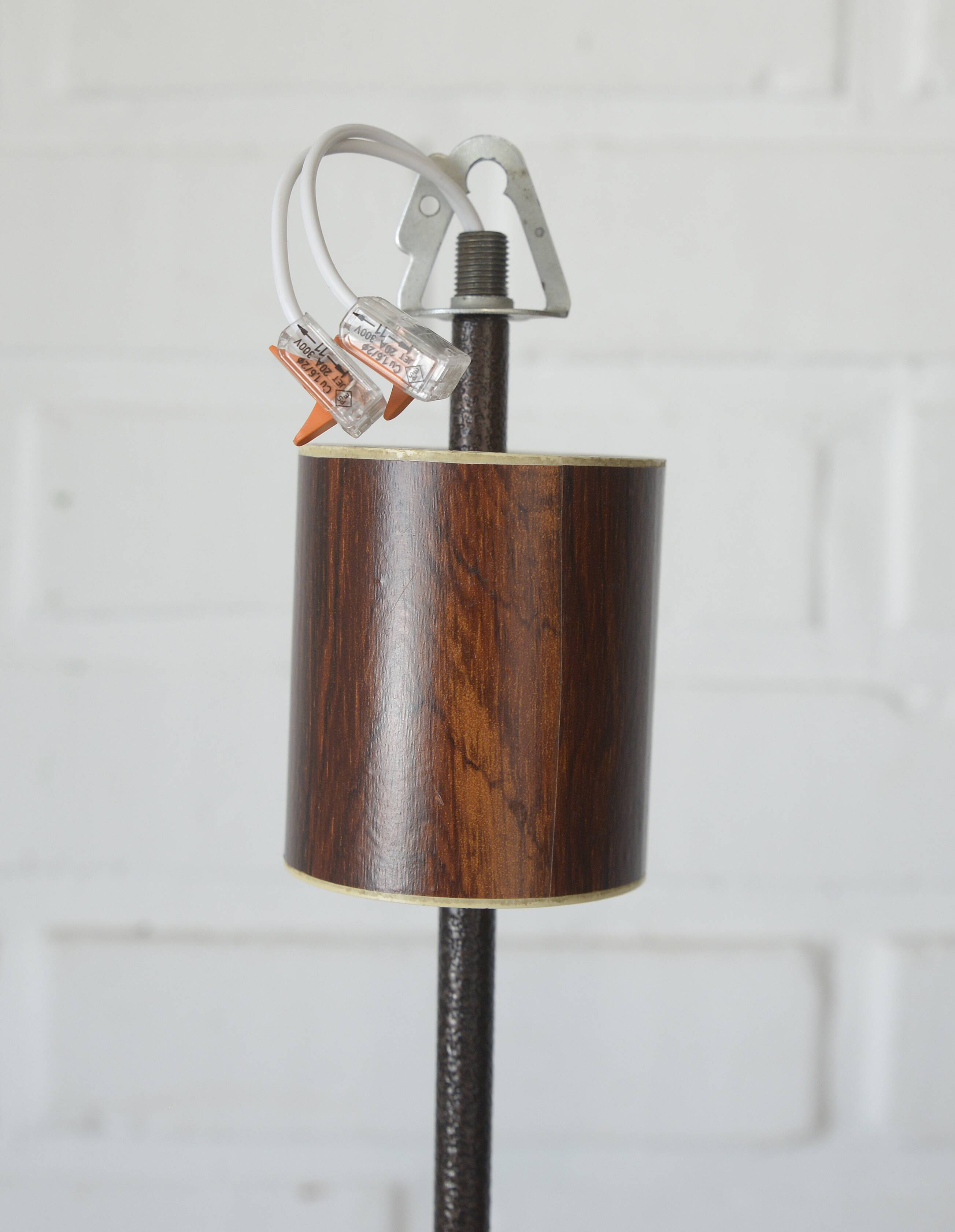 Wooden sputnik vintage pendant lamp / mid-century rustic hanging lamp 1970s