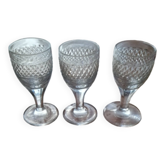 3 verre ancien vintage a pieds