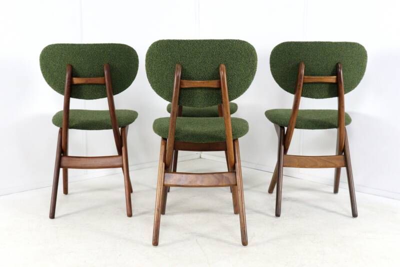 Set of 4 AwA Scissor Chairs - teak mid century modern - new upholstery