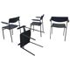 Minimalist blue metal and plywood stackable armchairs by Gijs Van der Sluis
