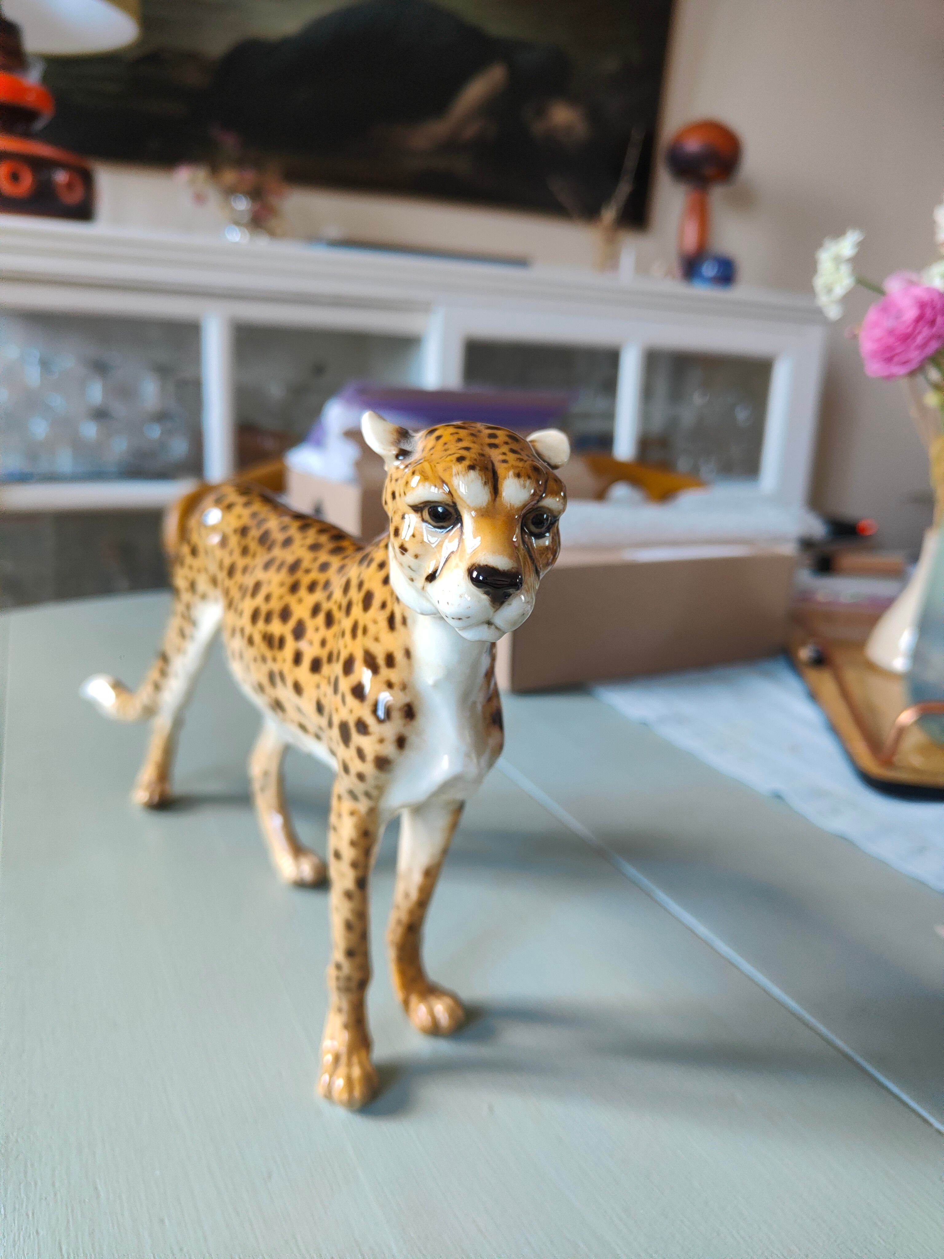 Italian ceramic leopard sculpture