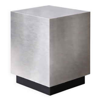 Table de chevet monolithe en aluminium brossé