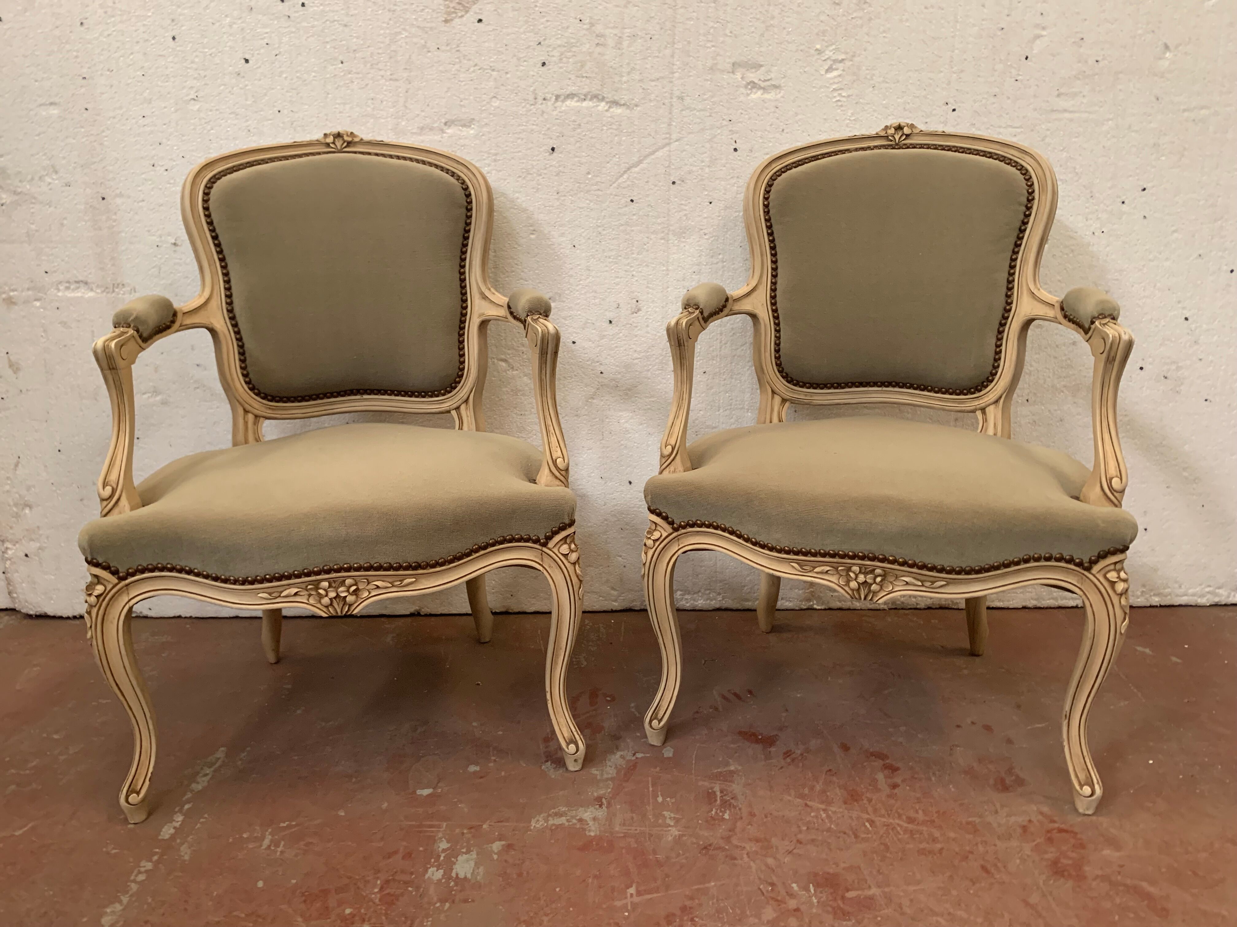 Pair of Louis XV style convertible in patinated beech XX century